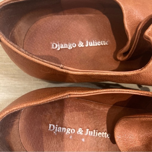 DJANGO & JULIETTE Sz 39 Kotty Leather Two Toned Colour Block Laces Pointy Flats - Picture 6 of 14